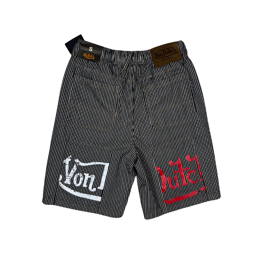 VON DUTCH STRIPED UTILITY SHORTS