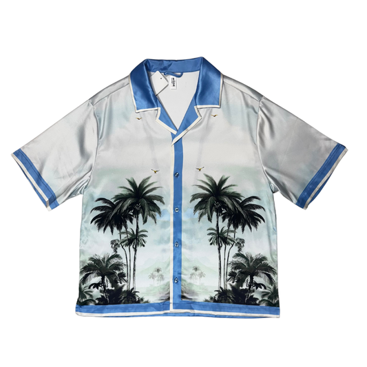 Palm Tree Silk Button Up