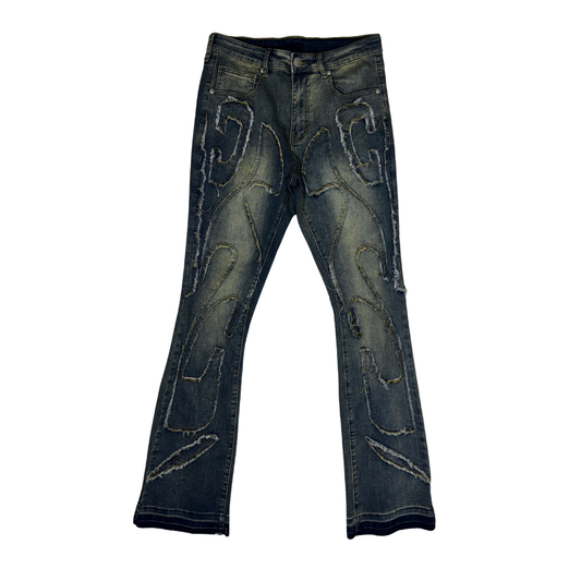 Patch Flame Skinny Flare Jeans