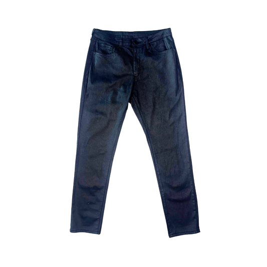 Waxed Black Skinny Taper Jeans