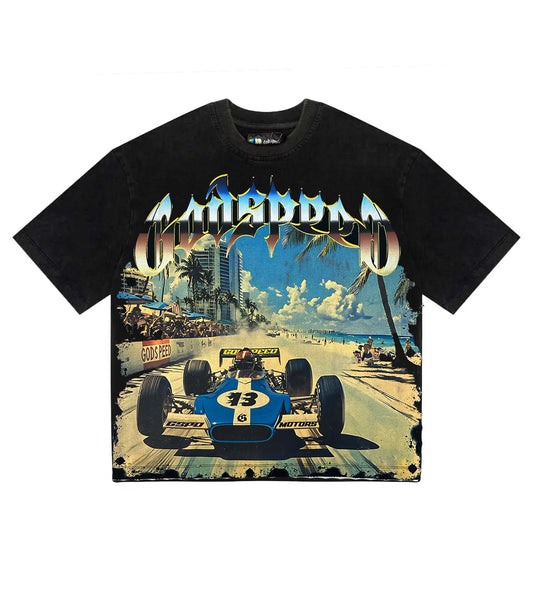 GOD SPEED MIAMI RACE CAR TEE