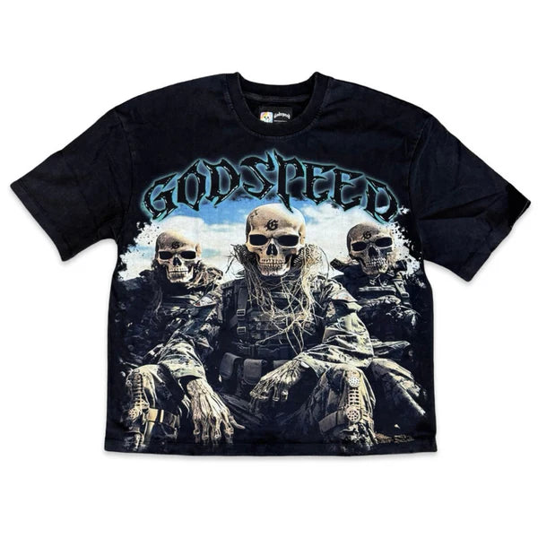 GOD SPEED MILITARY SKULL TEE