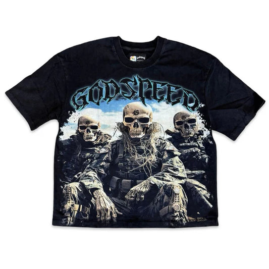 GOD SPEED MILITARY SKULL TEE